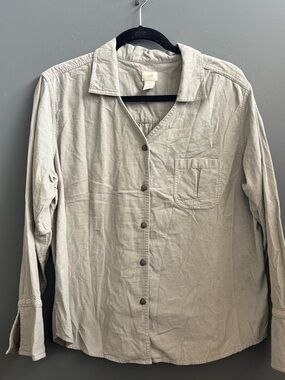 J. Jill Light Gray Casual Button-Down Shirt
